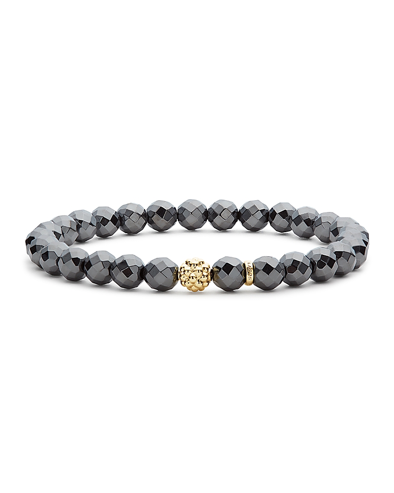 Lagos Caviar Icon Hematite Bracelet With 18k Gold Caviar Station In Hematite