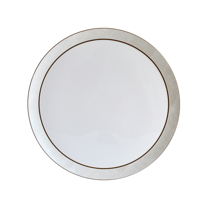 Bernardaud Sauvage White Round Tart Platter In Gold/white