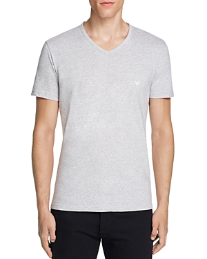 Armani Collezioni Emporio Armani Pure Cotton V-neck T-shirts - Pack Of 3 In Gray/black/navy