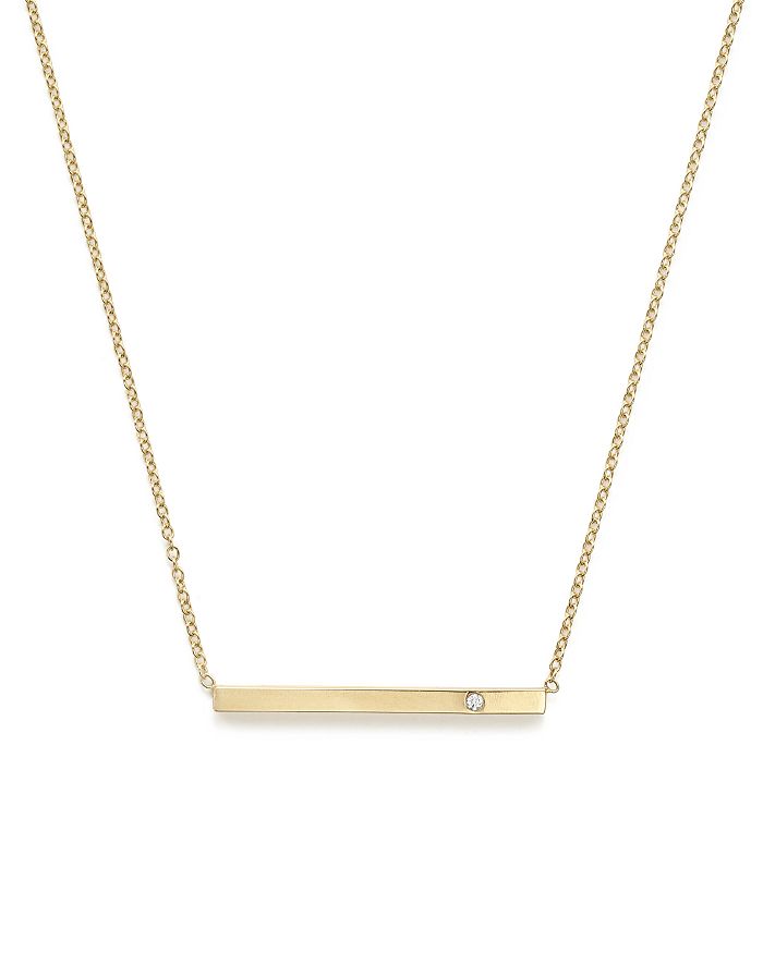 Zoë Chicco 14k Yellow Gold Bar Necklace With Diamond, 16