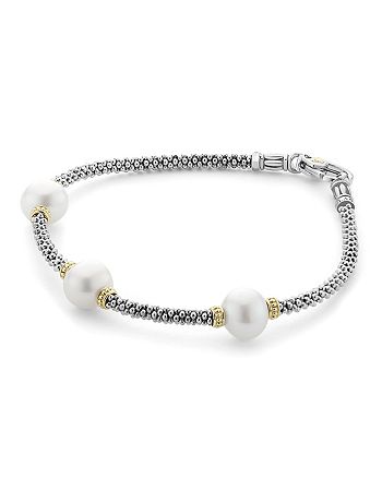 LAGOS - 18K Gold and Sterling Silver Luna Rope Bracelet with Cultured Freshwater Pearls