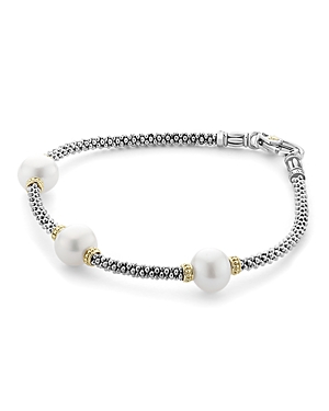 Lagos 18K Gold and Sterling Silver Luna Rope Bracelet with Cultured Freshwater Pearls