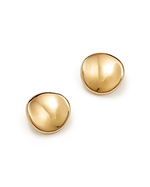Photos - Earrings 14K Yellow Gold Disk Stud  - 100 Exclusive 21-3144