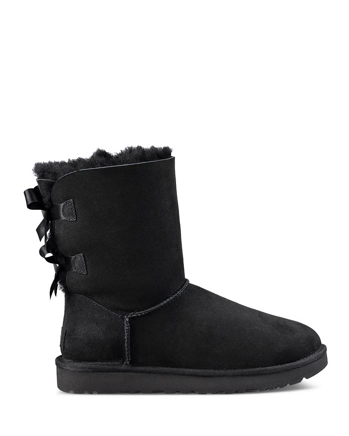 Ugg Ladies Black Bailey Bow Sheepskin Boots | ModeSens