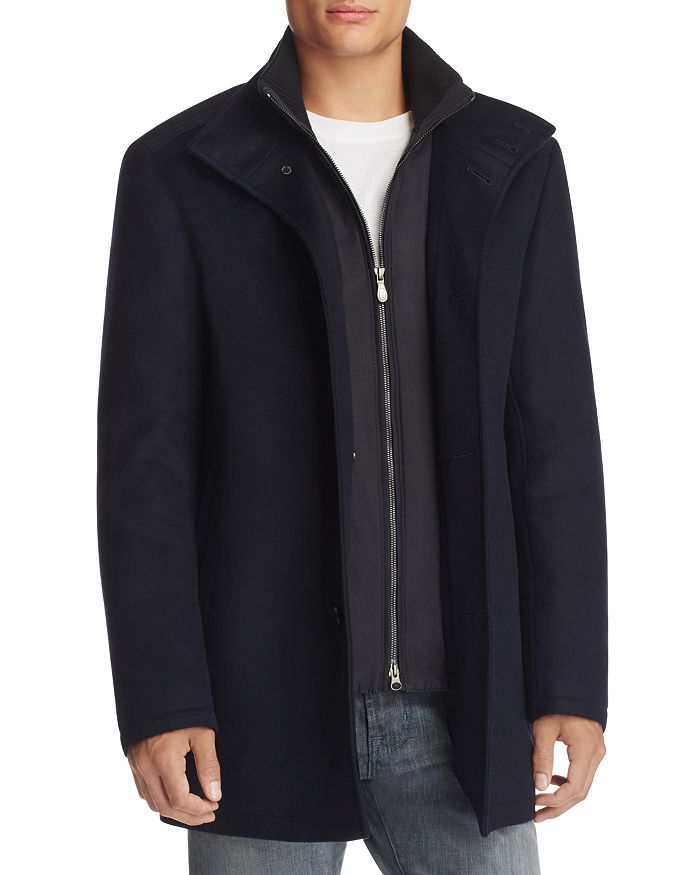 BOSS - Wool-cashmere coat with inner layer