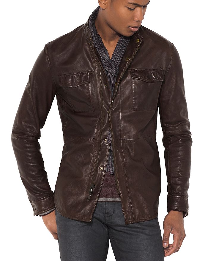 John varvatos sales leather shirt jacket