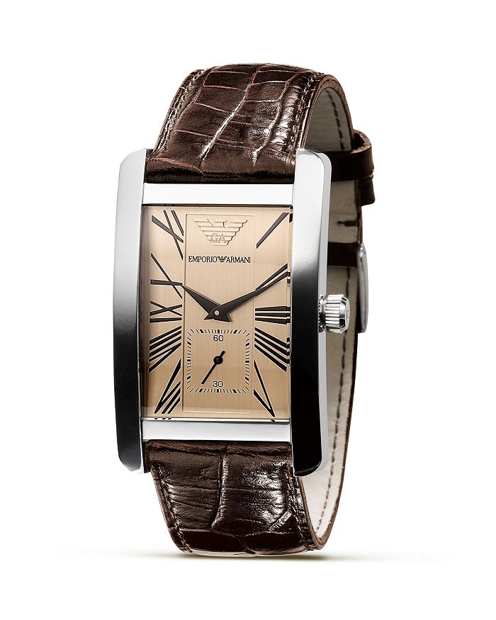 Armani Emporio Men's Rectangle Leather Watch, 32 mm Bloomingdale's