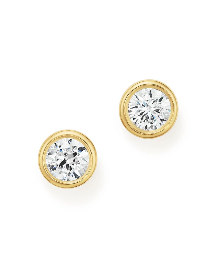Shop Bloomingdale's Diamond Bezel Stud Earrings In 14k Yellow Gold, 1.0 Ct. T.w. - 100% Exclusive In White/gold
