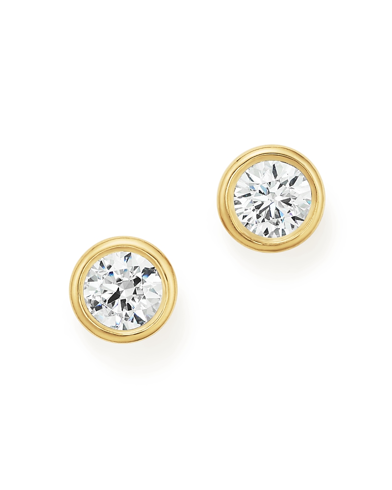 Bloomingdale's Diamond Bezel Set Stud Earrings In 14k Yellow Gold, 0.75 Ct. T. W. - Exclusive In White/gold