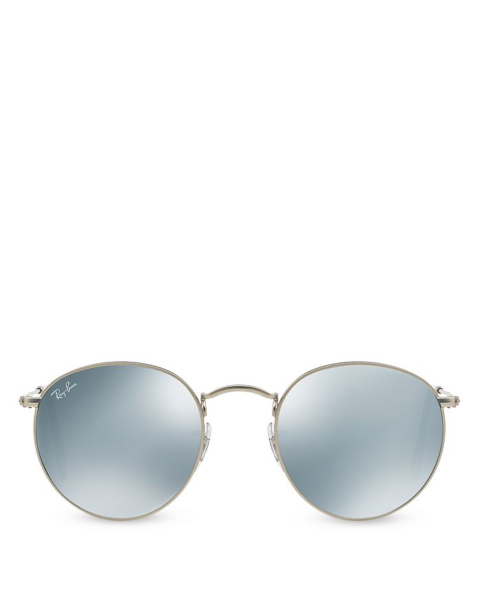 Ray Ban Ray-ban Unisex Icons Round Sunglasses, 53mm In Silver/silver Flash Mirror