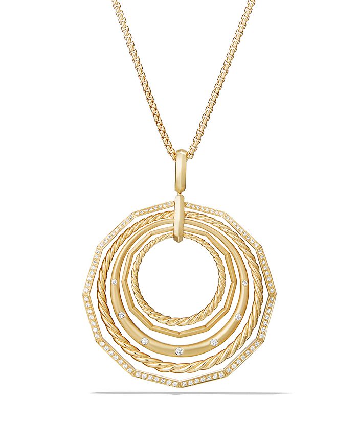 David Yurman - Stax Pendant Necklace with Diamonds in 18K Gold