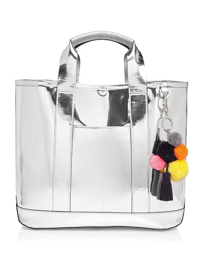 Rebecca Minkoff Sofia Pom Pom Metallic Tote Bloomingdale s