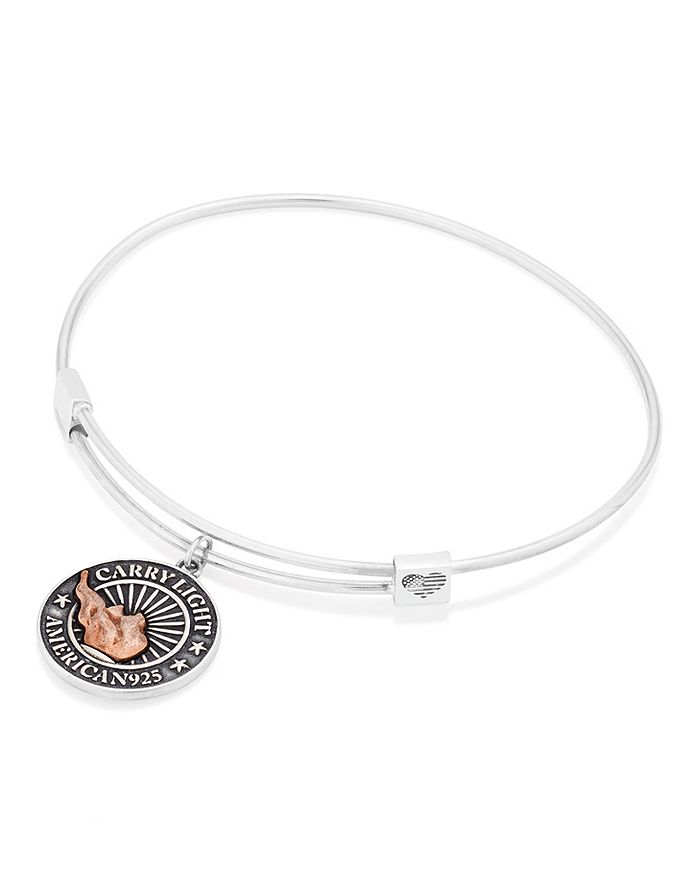Women's Alex & Ani Silver Team USA Snowboarding Expandable Wire Bangle Bracelet
