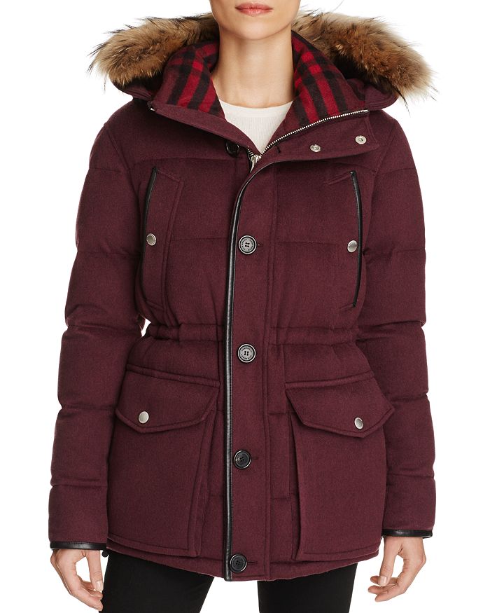 Burberry fur trim top puffer coat