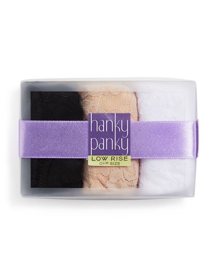 Shop Hanky Panky Low-rise Thongs, Set Of 3 In Black/white/nude