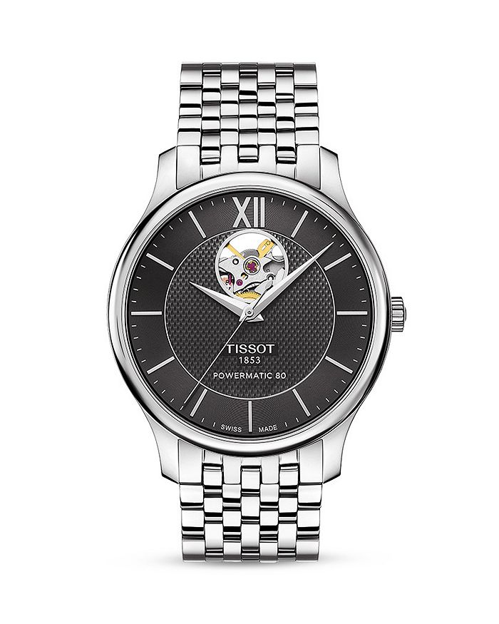 Shop Tissot Tradition Powermatic 80 Watch, 40mm In Black/silver