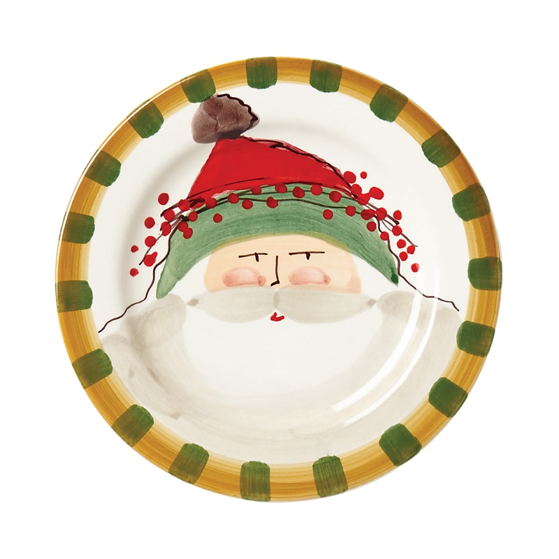 Vietri Old St. Nick Dinner Plate Green Hat In Open Misc