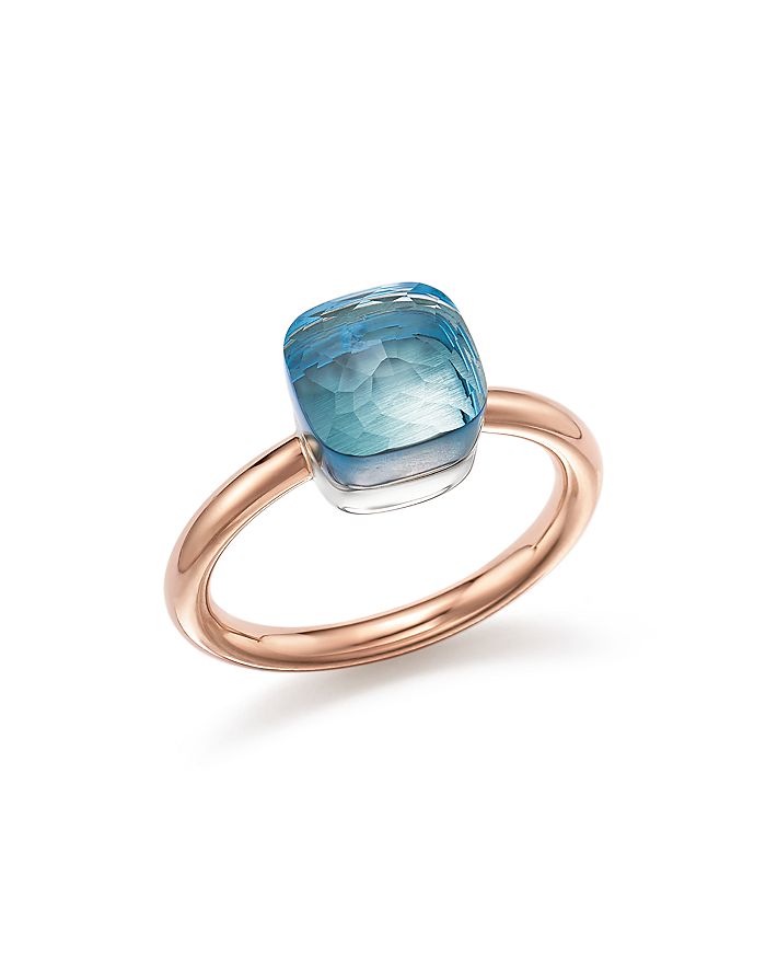 POMELLATO NUDO MINI RING WITH FACETED BLUE TOPAZ IN 18K ROSE AND WHITE GOLD,PAB4030O6000000OY