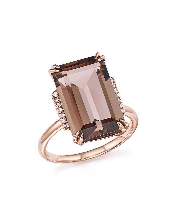 Bloomingdale's - Smoky Quartz and Diamond Ring in 14K Rose Gold&nbsp;- 100% Exclusive