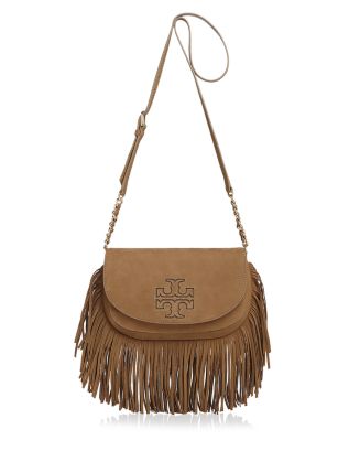 Tory Burch Harper Fringe Mini Leather Crossbody | Bloomingdale's
