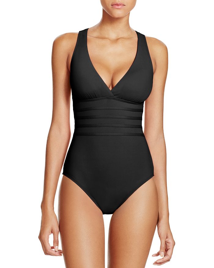 Lucky Brand Shoreline Chic Plunging Strappy-Back One-Piece Swimsuit - Macy's
