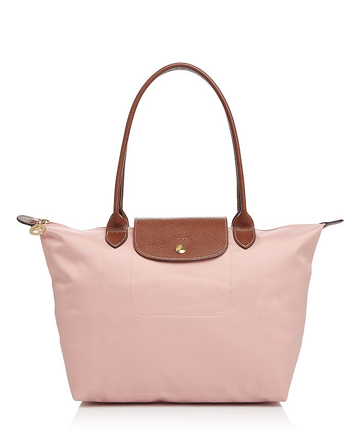 Longchamp Pink/Brown Nylon and Leather Le Pliage Tote Longchamp