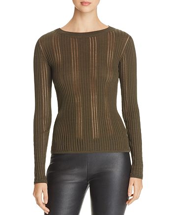 DKNY Sheer-Inset Ribbed Sweater | Bloomingdale's