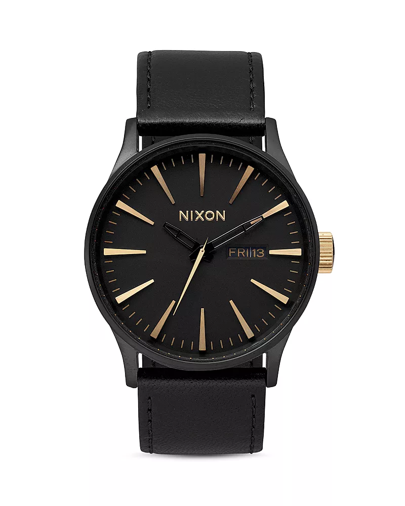 Nixon Sentry Leather Watch, 42mm