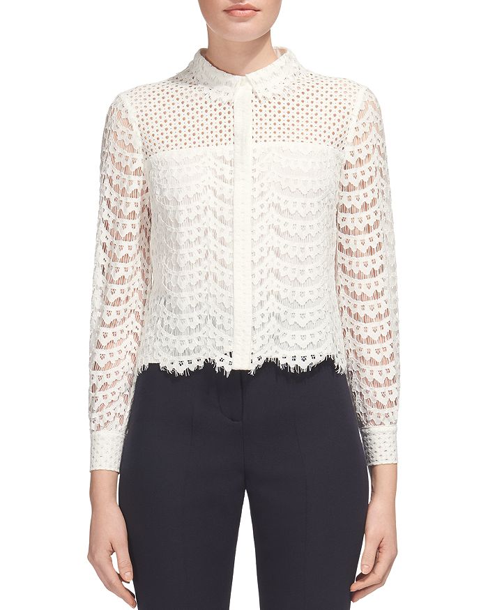 Whistles Penny Cropped Lace Shirt | Bloomingdale's
