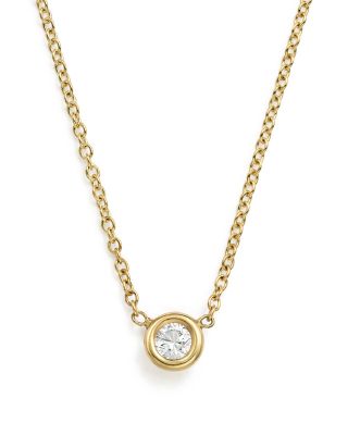 Zoë Chicco - 14K Yellow Gold Choker with Diamond Pendant, 14"