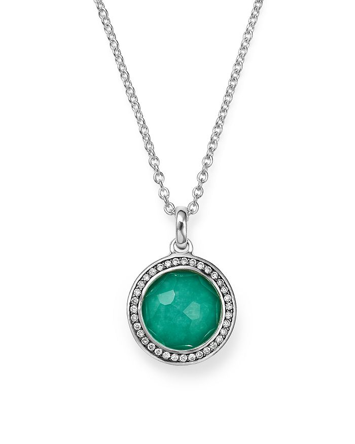 Ippolita Sterling Silver Stella Lollipop Pendant Necklace In Turquoise Doublet With Diamonds, 16 In Turquoise/silver