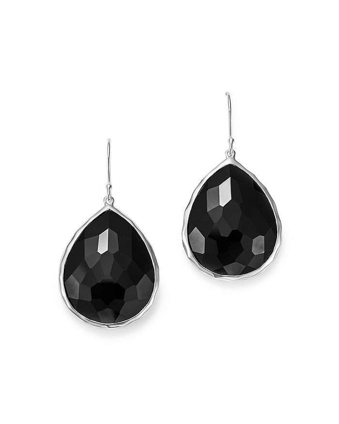 Ippolita Sterling Silver Wonderland Hematite And Clear Quartz Doublet Mini Teardrop Earrings In Black/silver