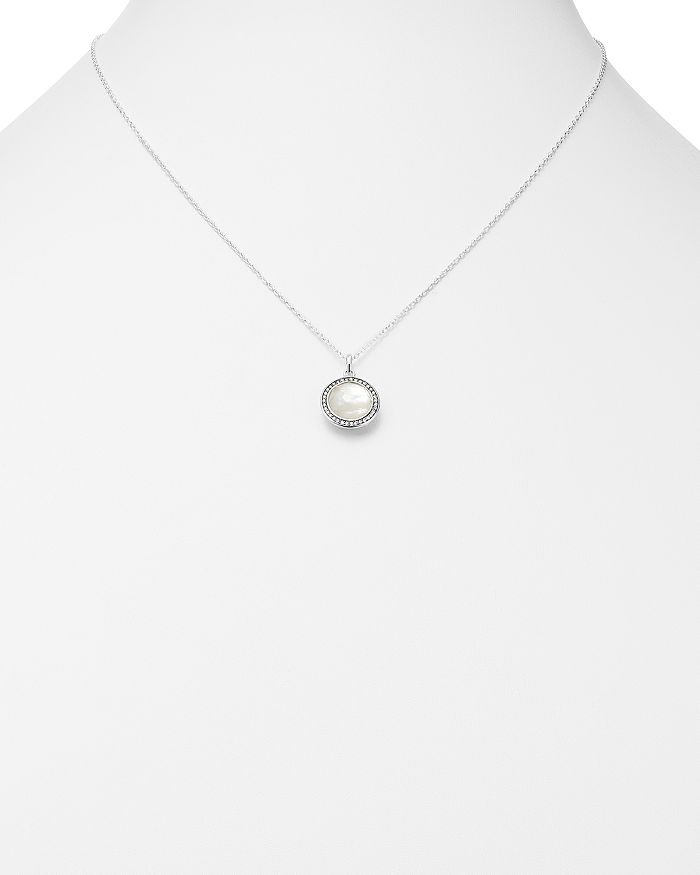 Shop Ippolita Stella Lollipop Pendant Necklace In Mother-of-pearl Doublet With Diamonds In Sterling Silver, 16 In White/silver