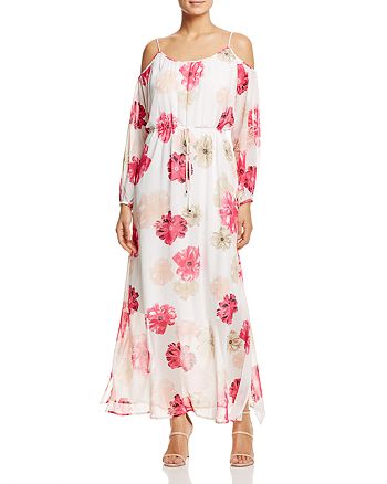 Calvin Klein - Floral Print Cold-Shoulder Maxi Dress