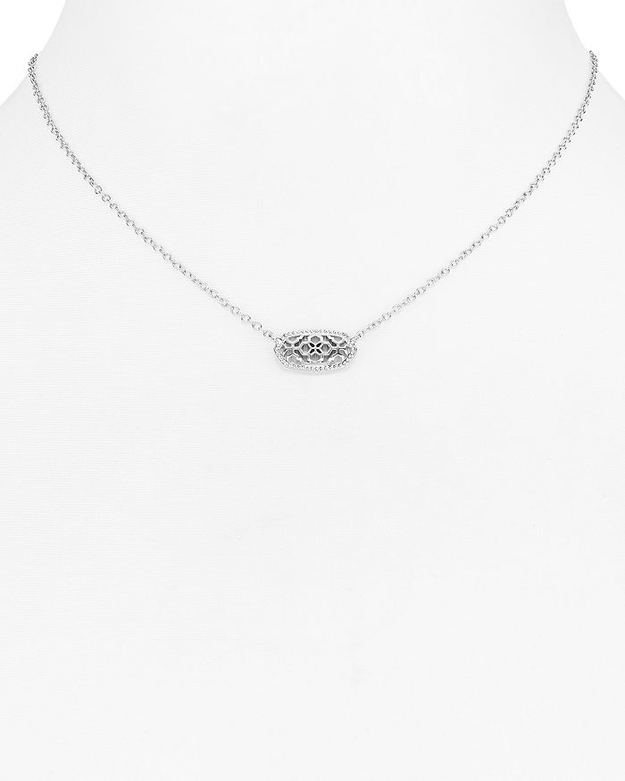 Kendra Scott Elisa Filigree Pendant Necklace In Rhodium Filigree