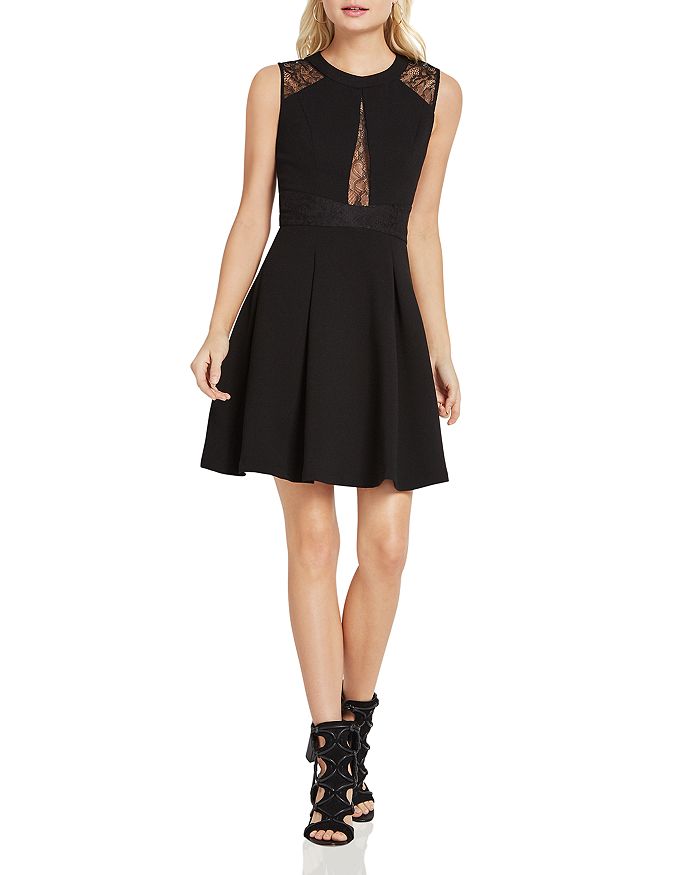 BCBGeneration Lace Inset Fit and Flare Dress Bloomingdale s