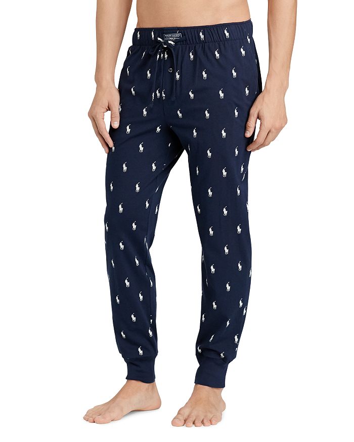 Shop Polo Ralph Lauren Pony Print Pajama Jogger Pants In Cruise Navy