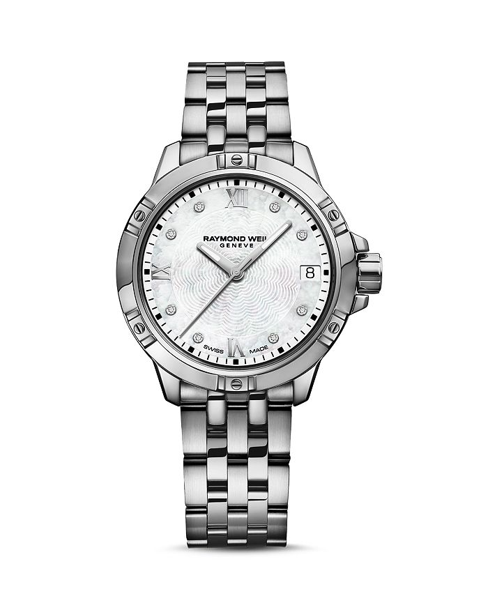 Shop Raymond Weil Tango Watch With Diamonds, 30mm In White/silver