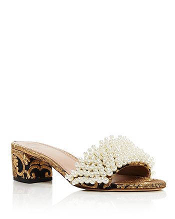 Tory Burch Tatiana Embellished Brocade Slide Sandals | Bloomingdale's