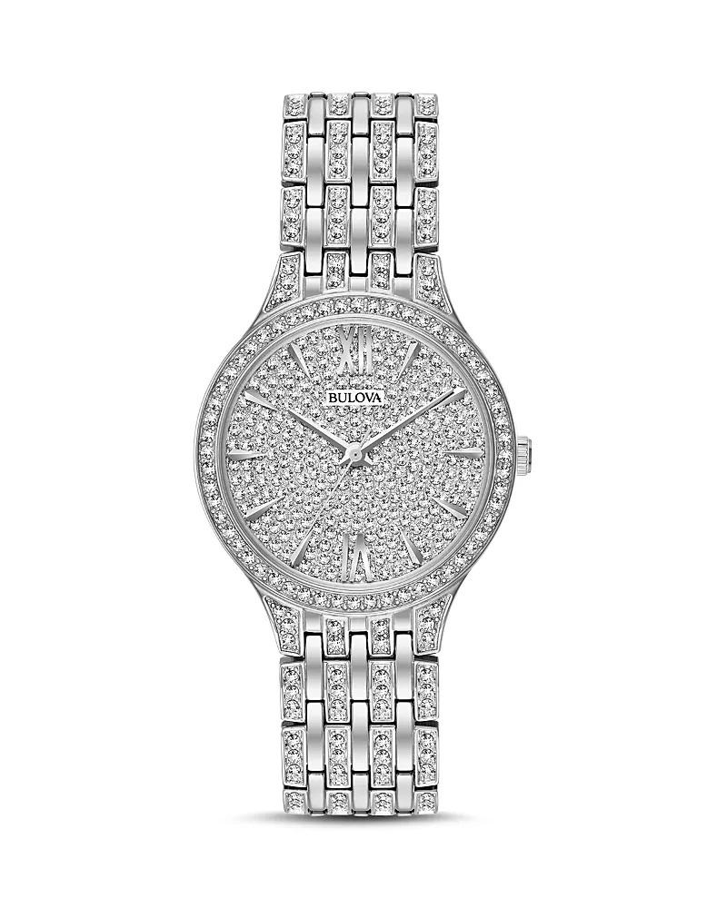 Bulova Crystal Pave Watch, 32mm