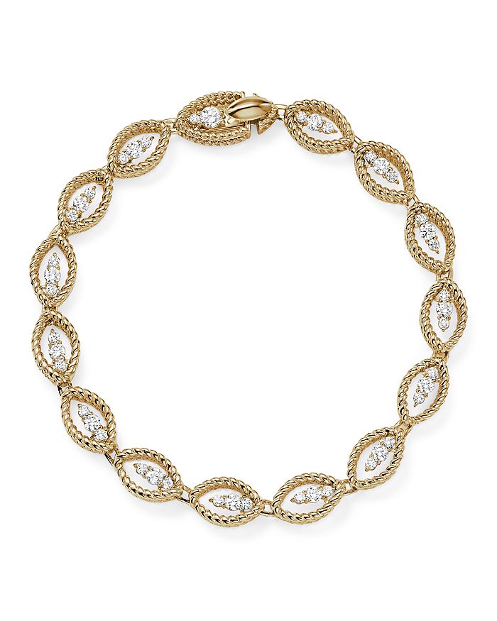 Roberto Coin 18k White And Yellow Gold New Barocco Diamond Bracelet In White/gold