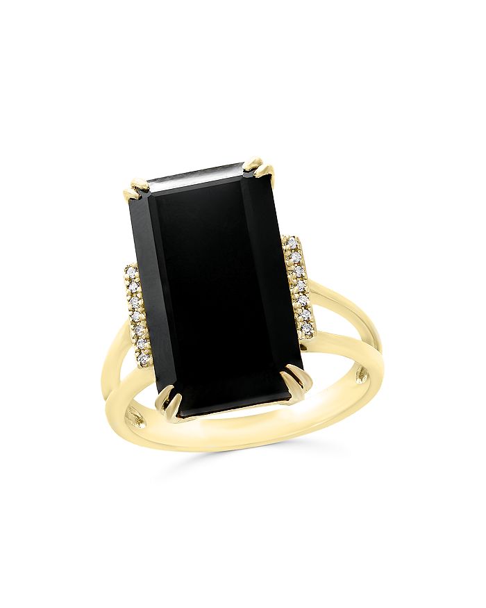Bloomingdale's Black Onyx And Diamond Statement Ring In 14k Yellow Gold - 100% Exclusive In Black/gold