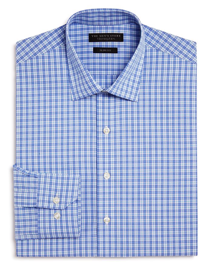 The Men's Store at Bloomingdale's Small Plaid Check Slim Fit Dress ...