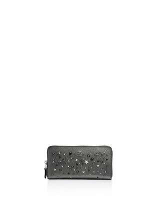 COACH Metallic Accordion Zip Around Wallet with Star Rivets
