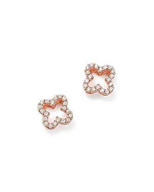 Bloomingdale's Diamond Clover Stud Earrings In 14k Rose Gold,.20 Ct. T.w.- 100% Exclusive In White/pink