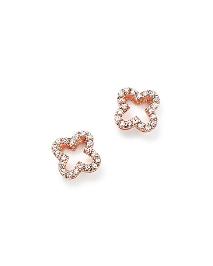 Bloomingdale's Diamond Clover Stud Earrings In 14k Rose Gold, .20 Ct. T.w- 100% Exclusive In White/rose