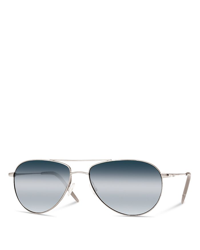 Shop Oliver Peoples Benedict Polarized Aviator Sunglasses, 59mm In Silver/chrome Sapphire