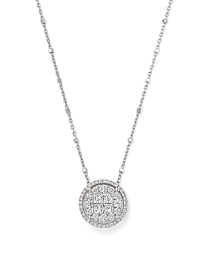 Round and Princess-Cut Diamond Cluster Pendant Satellite Necklace in 14K White Gold, 1.0 ct. t.w. - 
