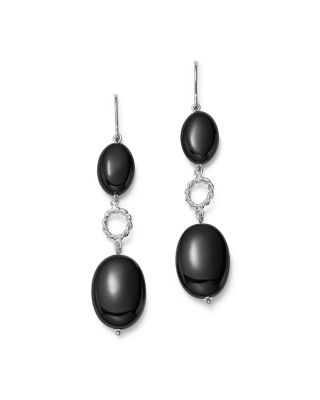 Bloomingdale's Fine Collection - Sterling Silver Double Onyx Drop Earrings - Exclusive