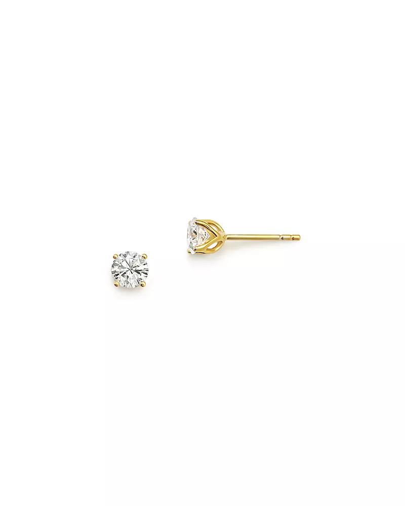 Diamond Round Tulip Stud Earrings in 14K Yellow Gold, 0.50 tcw